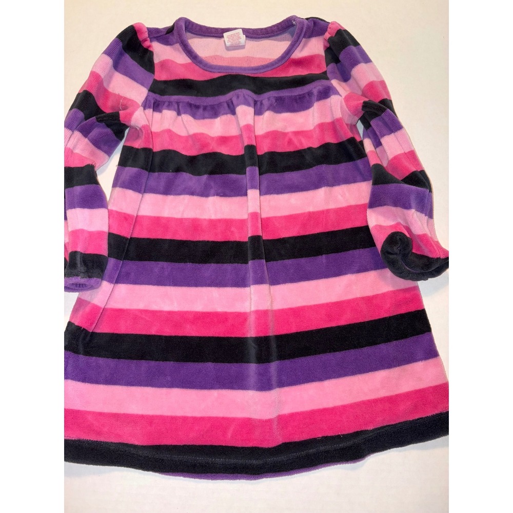 OshKosh Dress Striped Velour Long Sleeve Casual Comfy Pink Purple Size 3T VTG
